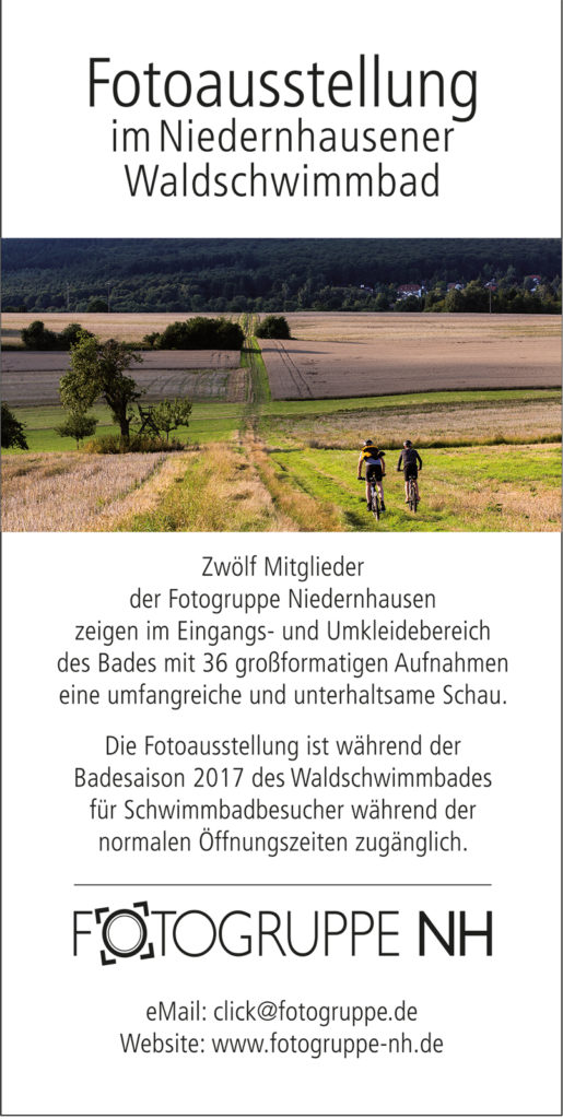 Einladung zur Eröffnung der Ausstellung im Waldschwimmbad am 1. Mai 2017